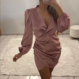 Elegant Pink Wrap Dress